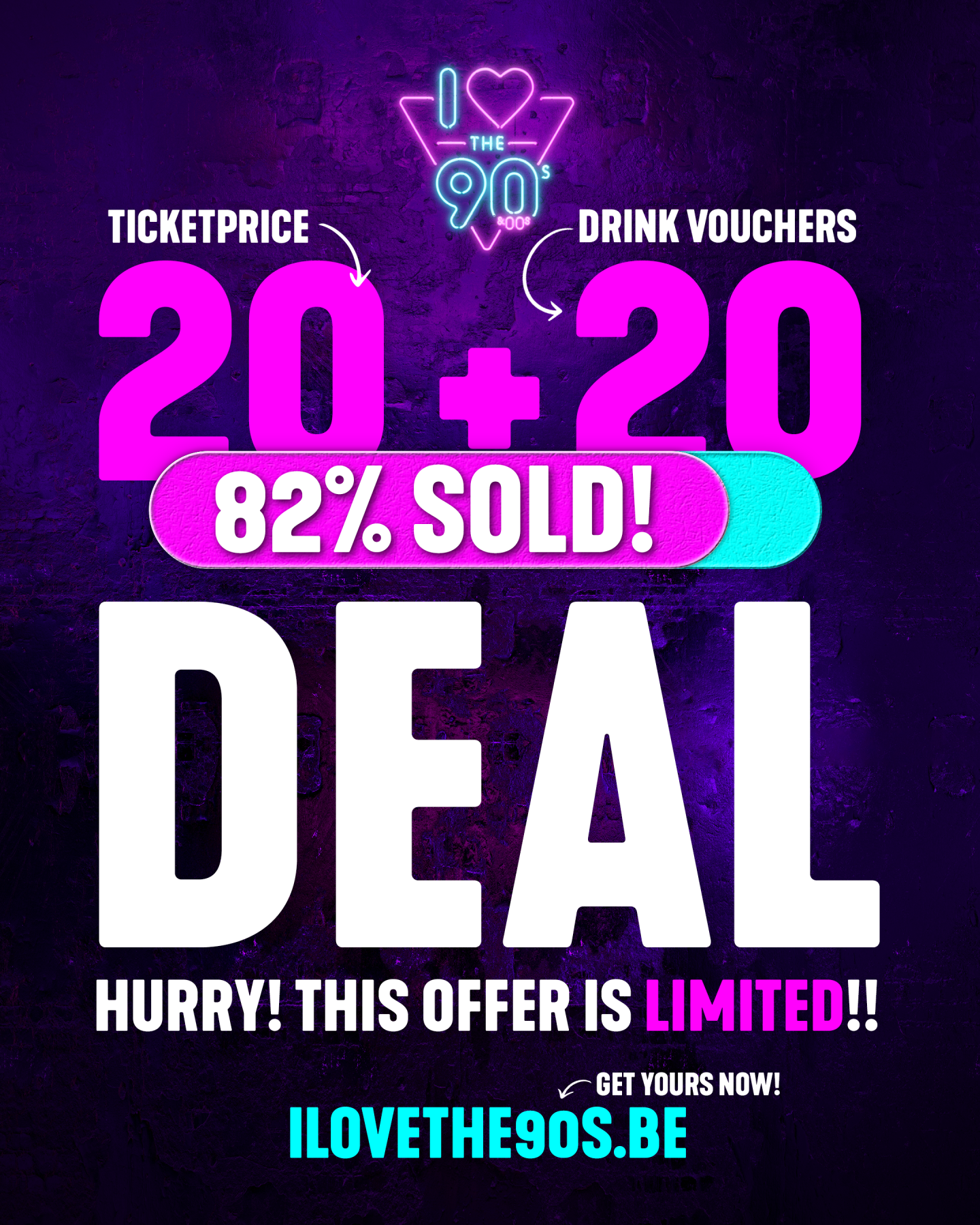 Final call: '20+20' early bird tickets voor I love the 90s-The party bijna sold out! Final call: '20+20' early bird tickets voor I love the 90s-The party bijna sold out!